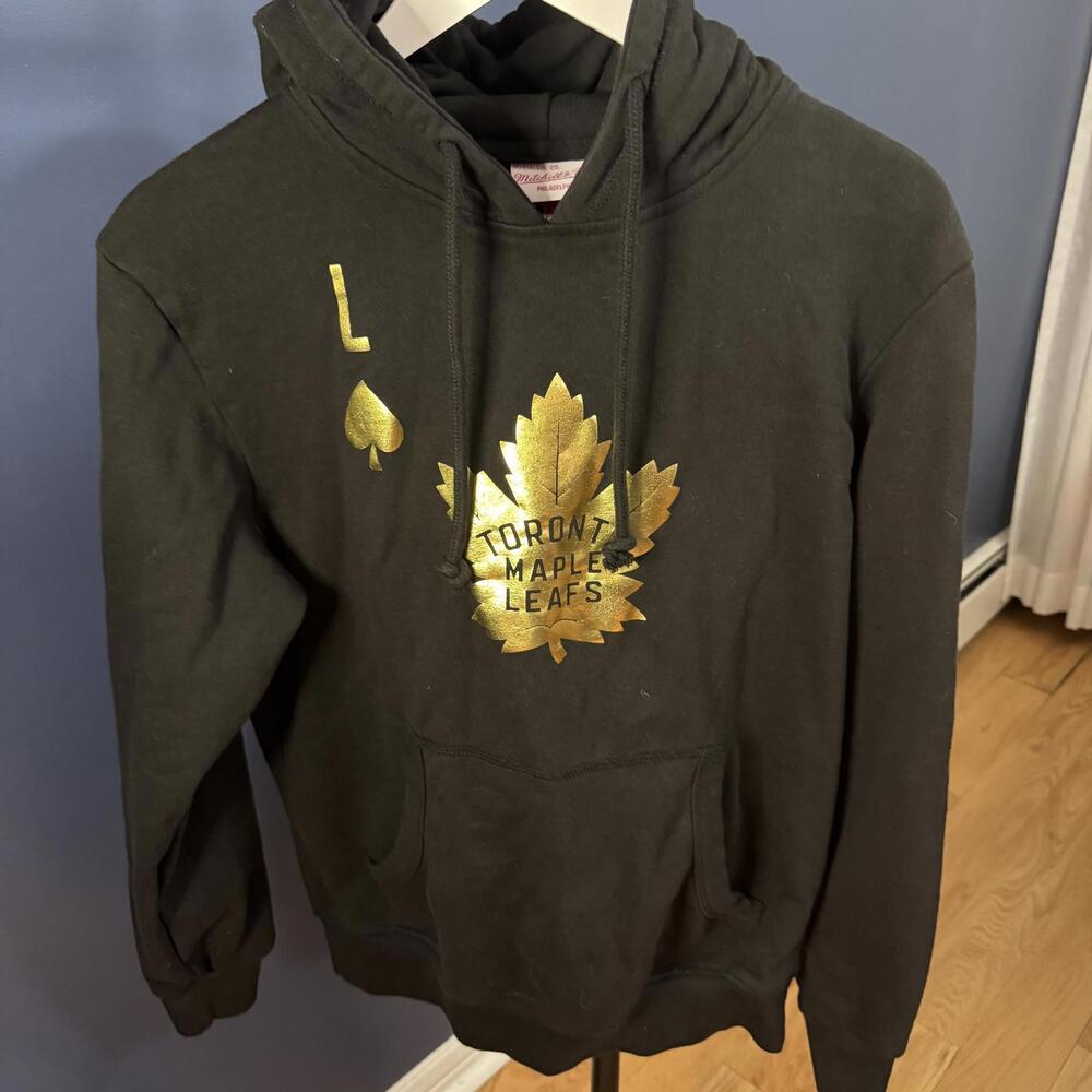 Toronto Maple Leafs, NHL Mitchell & Ness Full Deck Pullover Hoodie, Black Medium